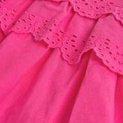 Vestido Volantes Bordado Fucsia
