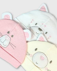 Set 3 Gorros Bebé Orejas Animales Detalle