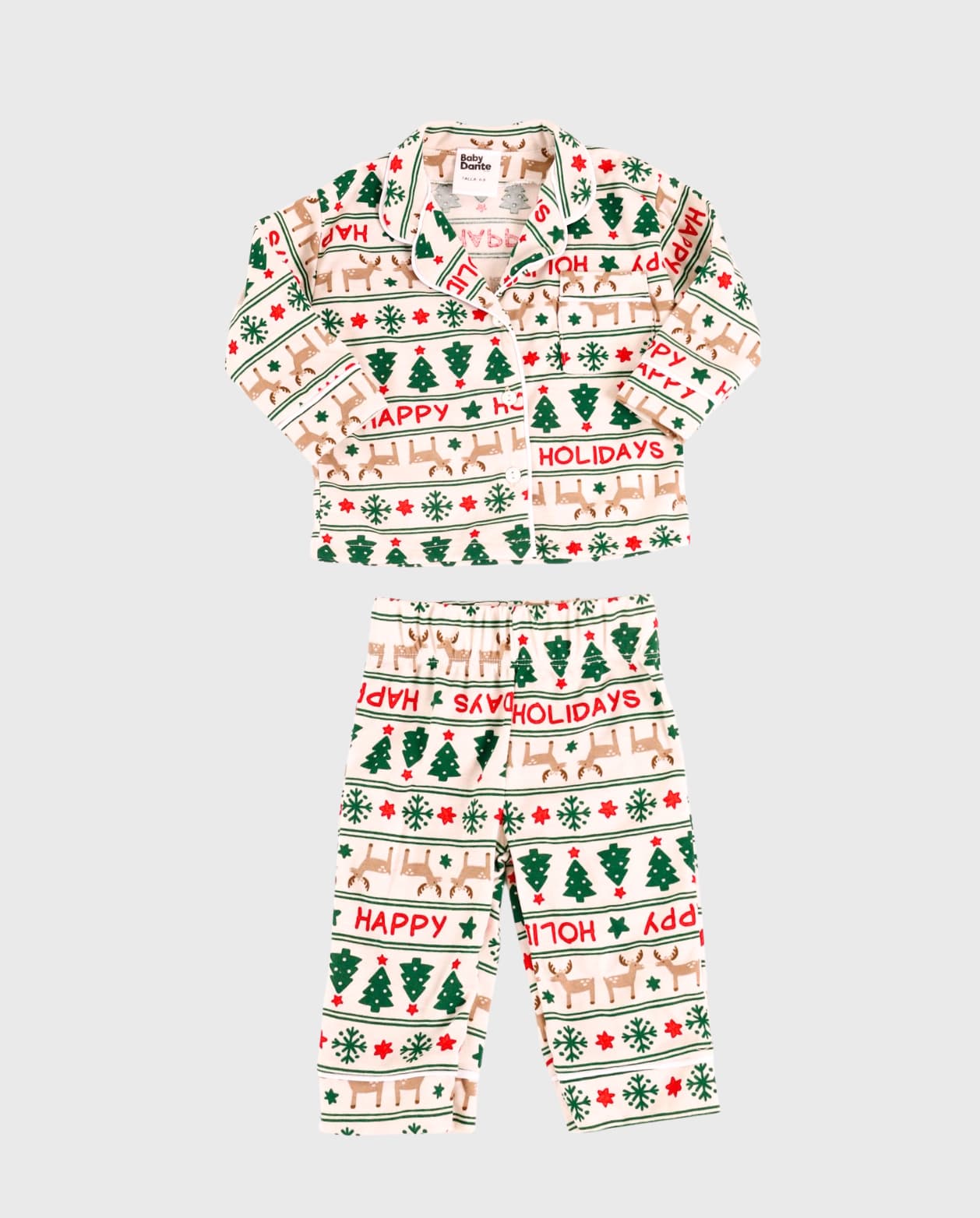 Pijama Manga Larga Estampado Árbol Navidad