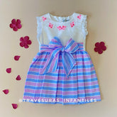 Vestido Combinado Lino Rayas