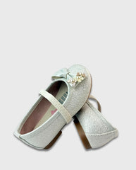 Baletas Moño Detalle Flores Blanco Girl