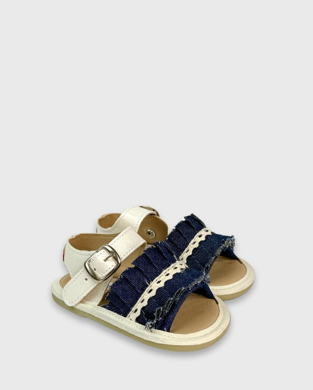 Sandalias Bebé Niña Pliegues Denim Melosos