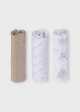 Set 3 Muselinas Conejo Rombos Beige Mayoral