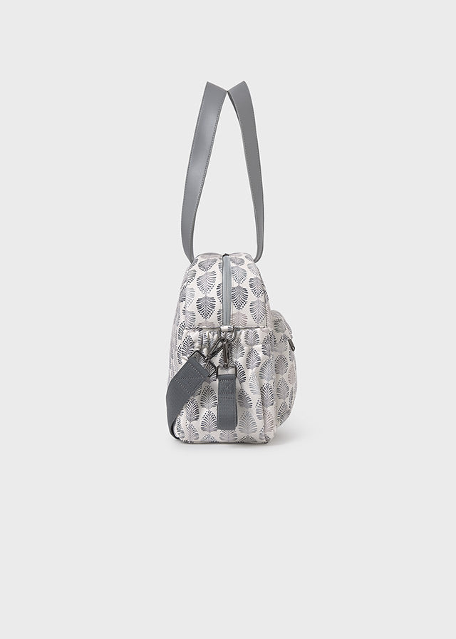 Bolso Pañalera Estampado Hojas Gris Mayoral diseño