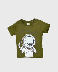 Camiseta Para Niño Estampado Tiburón Verde