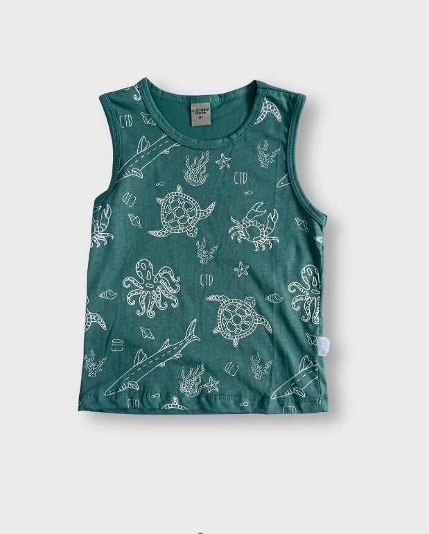 Camiseta Esqueleto Animales del Mar Verde