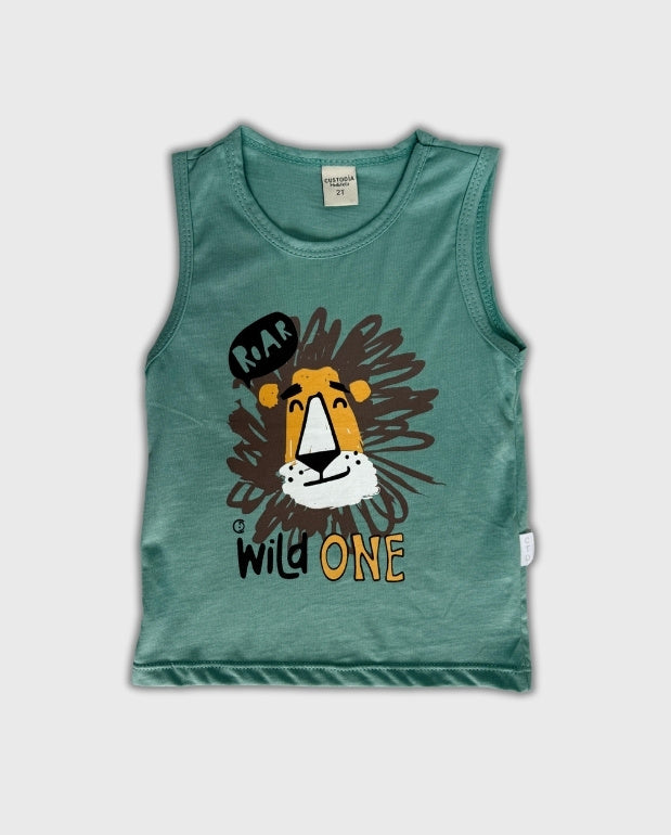 Camiseta Esqueleto Estampado Leon Green