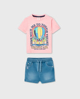 Conjunto Bermuda Estampado Rosa Boboli