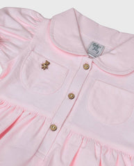 Vestido Cuello Osa Rosa Textura