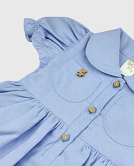 Vestido Cuello Osa Azul Detalle