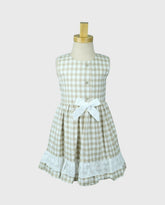 Vestido Cuadros Detalle Ojalillo Beige