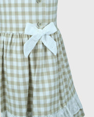 Vestido Cuadros Detalle Ojalillo Beige Moño