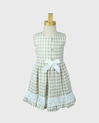 Vestido Cuadros Detalle Ojalillo Beige