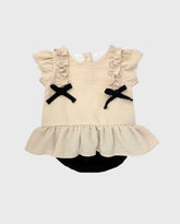 Conjunto Blusa Moños y Cubre Pañal Bebé Niña