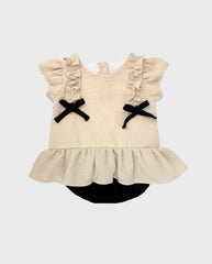 Conjunto Blusa Moños y Cubre Pañal Bebé Niña