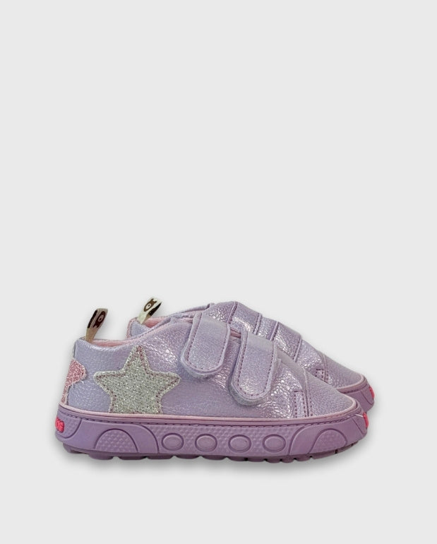 Tenis Velcro Brillo Estrella Lila  Melosos