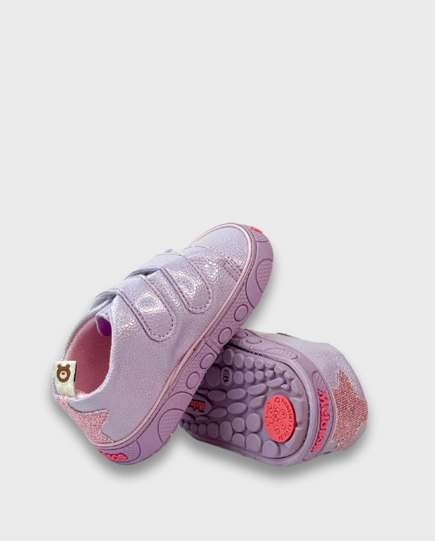 Tenis Velcro Brillo Estrella Lila  Melosos Moda