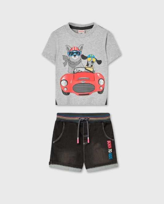 Conjunto Bermuda Carro Gris Boboli