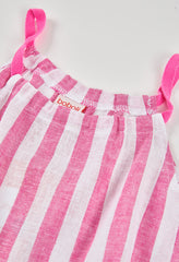 Vestido Lino Rayas Combiando Fucsia Boboli