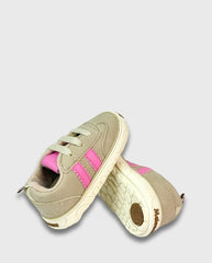 Tenis Beige Rayas Rosa Melosos Moda