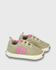 Tenis Beige Rayas Rosa Melosos