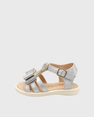 Sandalias Moño Corazones Plateado Perfil