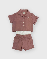 Conjunto Short Lino Bolsillos Pink