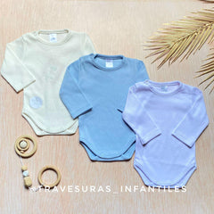 Set Bodys 3 Manga Larga Colores Blanco