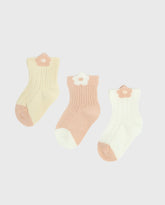 Set 3 Medias Estampado Flores Pastel