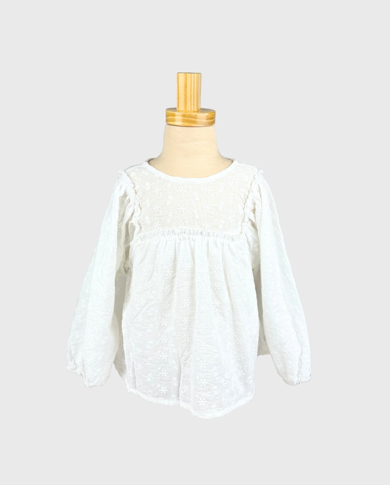 Conjunto Bebé Niña Blusa Flores Bordado Blanco