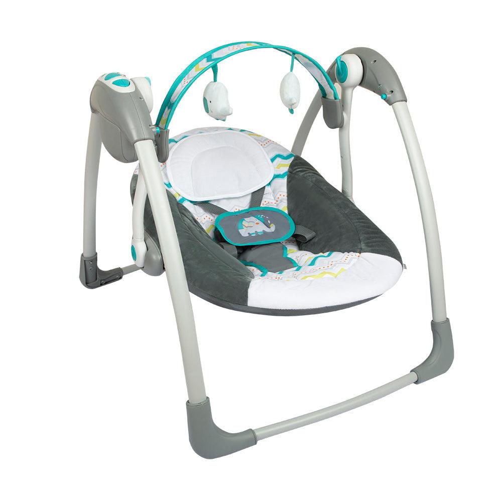 Columpio Electrico Deluxe Portatil Elefante Verde Gris
