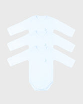 Set 3 Bodys Manga Larga Blanco Unisex