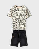 Conjunto Bermuda Letras Beige Boboli