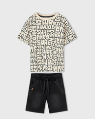 Conjunto Bermuda Letras Beige Boboli