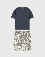 Conjunto Bermuda Letras Gris Boboli Set