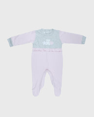 Pijama Enteriza Bordado 100% Algodón Gris Rosa