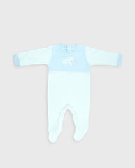 Pijama Enteriza Bordado 100% Algodón Blanco Azul