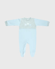 Pijama Enteriza Bordado 100% Algodón Gris Azul
