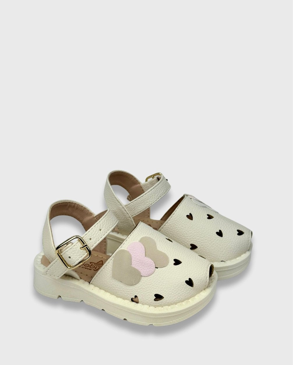 Sandalias Cerrada Corazones Nacar