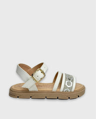 Sandalias Brillos Lazo Blanco Glitter