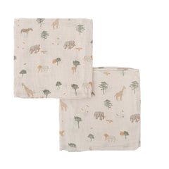 Muselina Masai animales beige bambú Bimbidreams