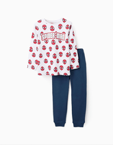 Pijama infantil Spider-Man blanco con estampado de máscaras y pantalón azul