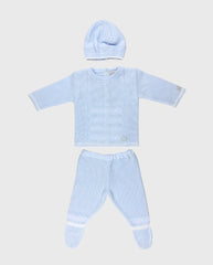 Set Primer Día Tejido 100% Algodón Azul