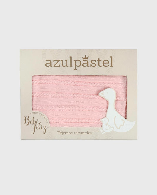 Manta Tejida Trenzada Rosa 100% Algodón