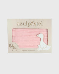 Manta Tejida Trenzada Rosa 100% Algodón