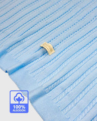 Manta Tejida Trenzada Celeste 100% Algodón Blue