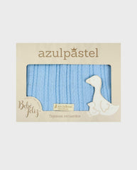 Manta Tejida Trenzada Celeste 100% Algodón