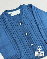 Set Primer Día 4 Piezas Navy 100% Algodón Textura