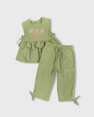 Conjunto Pantalon Ojalillo Mariposa Verde