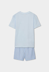 Pijama Bermuda Estampado Rayas Azul Boboli diseño